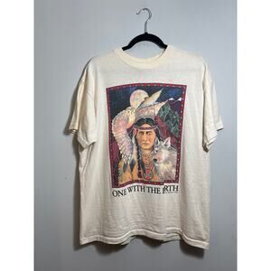 Vintage 90s 1992 Human-i-tees One With The Earth XL T Shirt Single Stitch